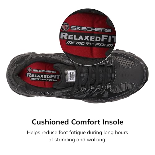 Skechers Men's Cankton Steel Toe Lace Up - color: Black/Charcoal, size: 8