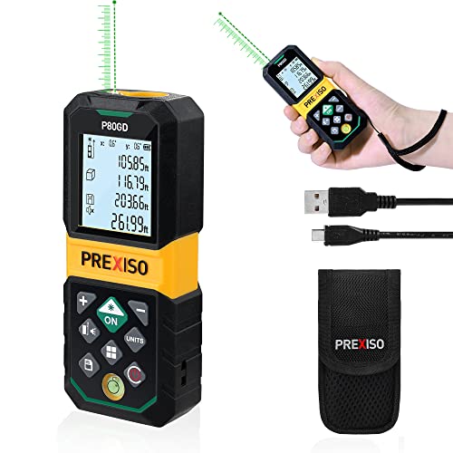 PREXISO Laser Measuring Tool Rechargeable, 265Ft Green Laser Distance Meter