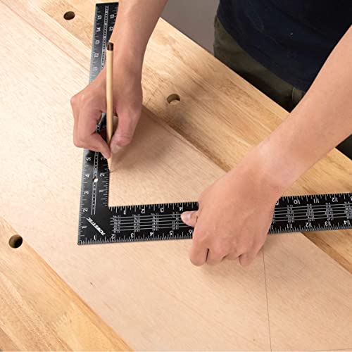 POWERTEC Framing Square, 16'' x 24'' Steel Carpenter Square with Rafter Tables, Framing Tools & Right Angle Ruler for Carpenter, Woodworking, Construction (80008V) - size: 16" x 24" Framing Square