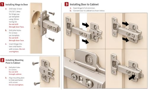 4-Pack Full Overlay Frameless Soft-Close European Hinges - size: 4 Pieces