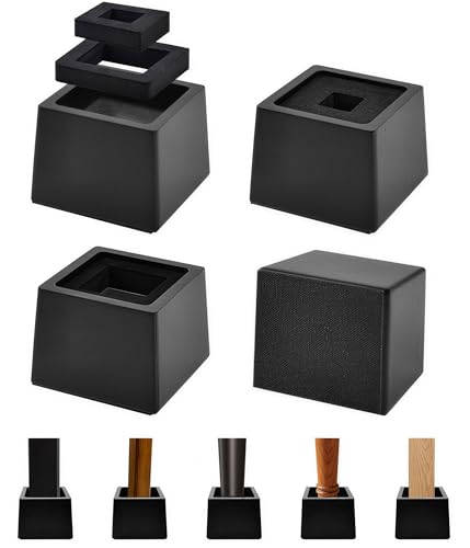 Wooden Bed Risers 3 Inch Heavy Duty, Support 2500 lbs, Black - color: Black, size: 3"H(Inner 2"H)