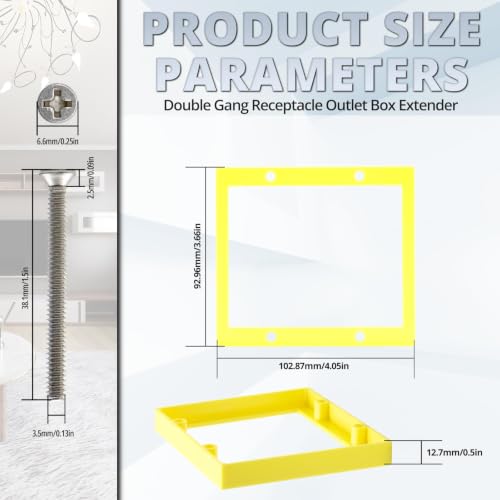 1/2" Double Gang Electrical Box Extender,Yellow, Pack of 3 - color: Yellow-1/2"