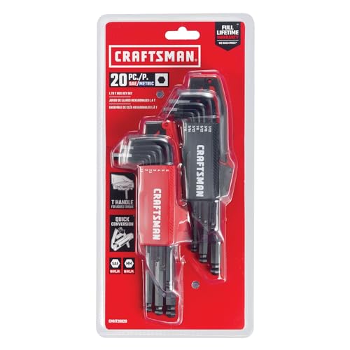 CRAFTSMAN Hex Key Allen Wrench Set with Ball-End, SAE/MM, 20 Piece (CMHT26020) - style: 20 Piece, MM/SAE