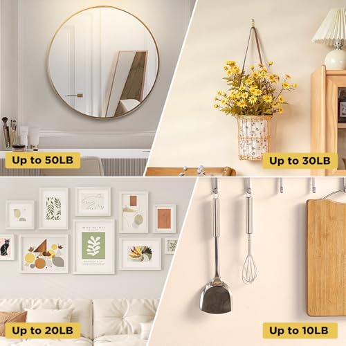 Picture Hanging Hooks 230 Pieces,10lb, 20lb, and 30lb Picture Hangers - color: Silver