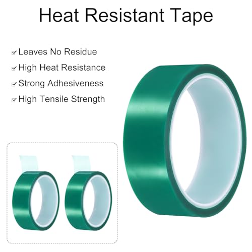 uxcell Green Heat Tape, 1 Roll 30mmx33m 108ft High Temperature Heat Resistant Tape for Sublimation,Heat Vinyl Press,Heat Transfer, Circuit Board, No Residue - color: Green, size: 30mmx33m