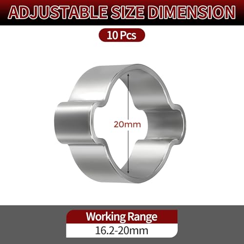 10 Pack Stainless Steel Range 16.2-20mm Double Ear Hose Clamps - size: 16.2-20mm