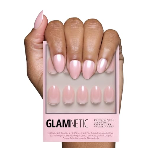 Glamnetic Press On Nails - Short Oval, Glazed Fake Nails 30 Pc Full Kit - color: 2G - Pinch Me