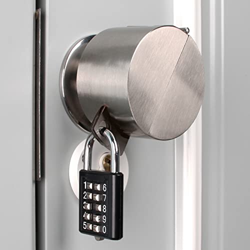 2. TEMEILI Drill-Free Security Cover, Stainless Steel Anti-Access Protector, Stops Rotation & Keyhole Entry for Apartment Scenarios - color: Stainless Steel