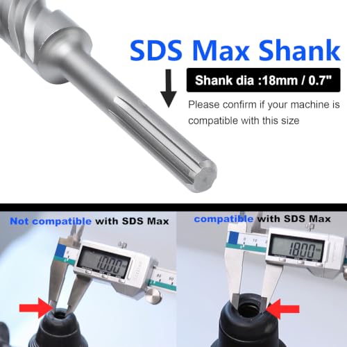 1-1/2 x 10 SDS Max Rotary Hammer Drill Bit, 38x260mm Masonry Drill Bit - size: 38mm ( 1-1/2 in ) Diameter, style: Length :260mm / 10 inch