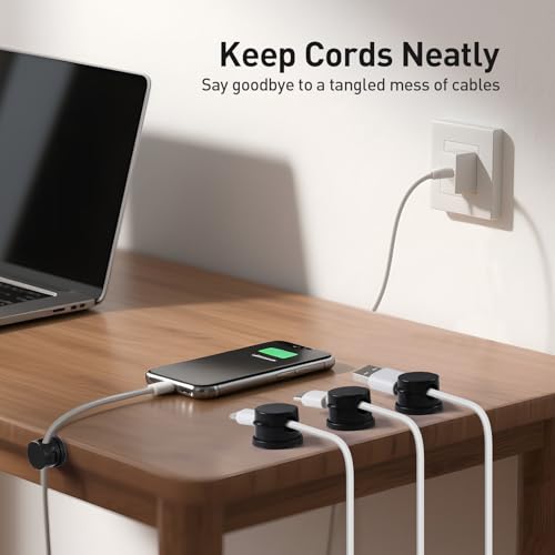 AGPTEK 8 Pack Magnetic Cable Clips, 360° Rotatable Cord Holder, Black - color: Black