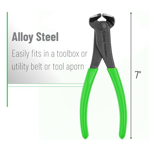 Bates- Nail Puller, 7 Inch, Light Green, Nail Remover Tool, Cutting Pliers, Carpenter Tools, Staple Puller, End Cutting Pliers - color: Light Green, size: 7", 1 Pack