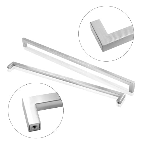 Cabinet Pulls Brushed Nickel Cabinet Handles Square Drawer Pulls, 5 Pack 18 Inch Stainless Steel Kitchen Door Cupboard Cabinet Handles, Cabinet Hardware Drawer Handles, 458mm Hole Centers - color: Brushed Nickel, size: Two Hole - 18 inch Hole Centers(458m