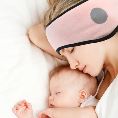 Angoily Ear Warmer Headband, Sleep Mask, 2 in 1 Eye Mask and Soundproof Sleep Earmuff Noise Reduction Sleeping Ear Wraps Ear Protection Cover for Men Women Ear Mask Pink Sleeping Earmuffs - color: Pink