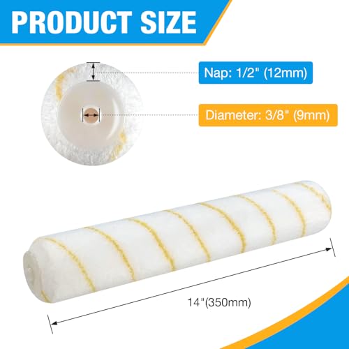 6 PCS Paint Roller Covers 14 Inch 1/2" Nap Microfiber - size: 6 PCS, 14-Inch