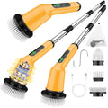 Electric Spin Scrubber for Bathroom, Shower Scrubber with Long Handle - color: Yellow, size: 3 Brush Heads