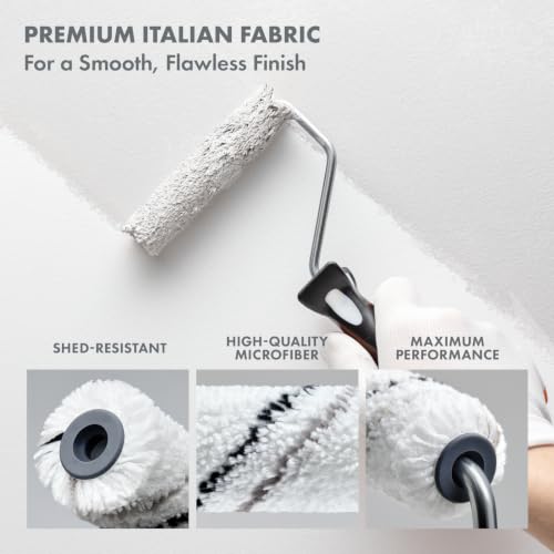 5-piece Mini Paint Roller Kit - Made in Portugal - 3 Premium 4” Microfiber Roller Covers, a Roller Frame, and a Paint Tray, for Professionals or Homeowners - size: 4" Paint Roller Kit (Set of 5)