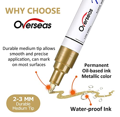 Overseas Silver Paint Pens Permanent Markers, 2 Oil Based Paint Makrers - color: Silver