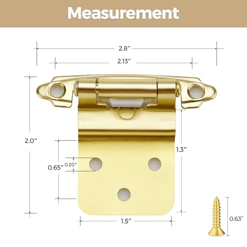30 Pack 15 Pair Gold Cabinet Hinges, 3/8" Inset Semi-Concealed Hinges - color: Gold, size: 3/8" Inset