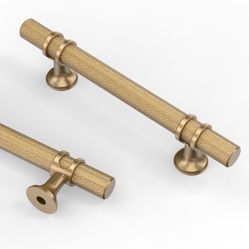 Asidrama 10 Pack 3.75 Inch(96mm) Knurled Champagne Bronze Kitchen Cabinet Handles, Cabinet Pulls Kitchen Cabinet Hardware Cupboard Handles Drawer Pulls - color: Champagne Bronze, size: 3.75" Hole Center, style: 10 Pack