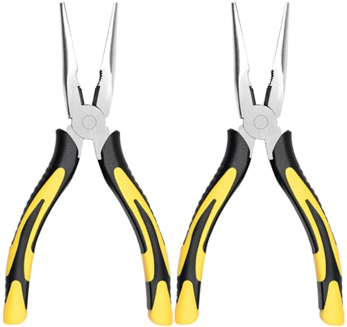 Long Needle Nose Pliers-8’’Soft Grip with Wire Cutter for Home,2pcs - size: Two-8in