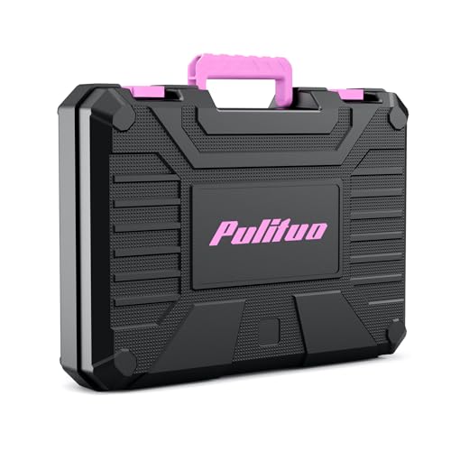 PULITUO Drill Set, 149-Piece Home Tool Set with 12V Pink Cordless Drill, Tool Box, Hand Tool Kits for Women & Men and DIY Enthusiasts, for Home Improvement - style: 12V Set（Pink）