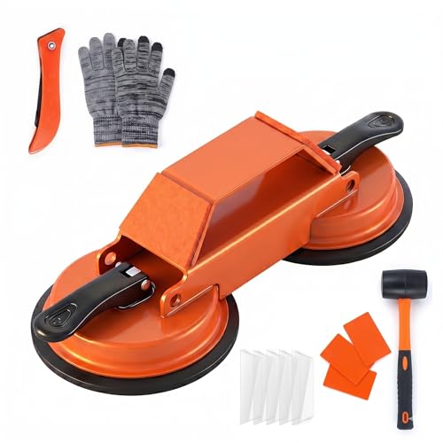 Floor Gap Fixer Tool Kit for Laminate and Vinyl Plank, Heavy Duty Double Suction Cup Floor Gap Closer with Non-Marring Rubber Mallet, Sticky Pads, Seam Knife - Complete DIY Home Flooring Repair Set