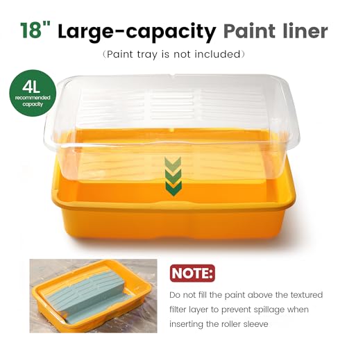 VOOMEY 18 Inch Paint Tray Liners, 12PCS Disposable Roller Tray Inserts - size: 18 Inch Paint Tray Liners (12pcs)