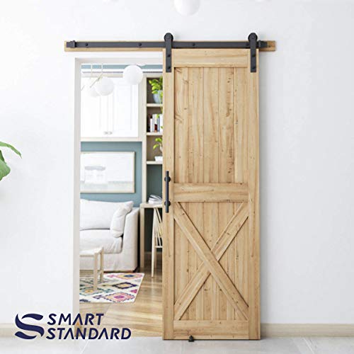 SMARTSTANDARD 5 FT Heavy Duty Sturdy Sliding Barn Door Hardware Kit, Black - size: 5 Feet