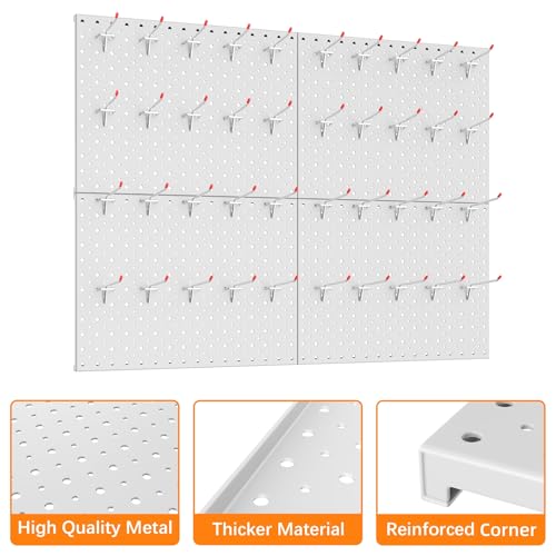 TORACK Metal Pegboard Panels and Hooks, Tool Organizer Peg Board, Grey - color: Light Gray