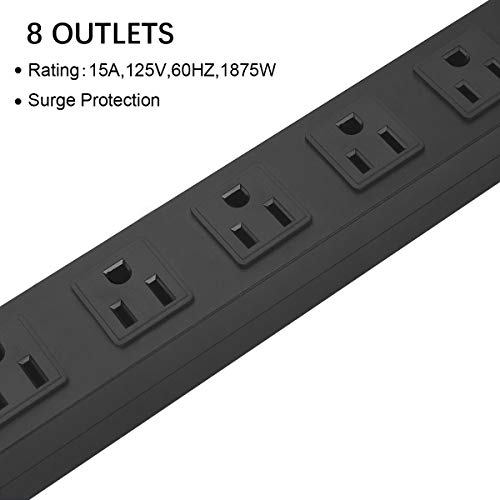 HHOSET Heavy Duty Long 8 Outlets, 14AWG Extension Cord, Black, 3FT, 1 - size: 3ft