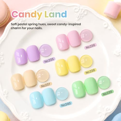 Beetles Pastel Gel Nail Polish, 6 Colors Macaron Pastel Gel Polish Set - color: D - Creme | Candy Land
