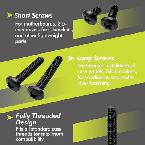 Universal TV Mount Screws Kit, M4 M5 M6 M8, Washers&Spacers, 72PCS, Black