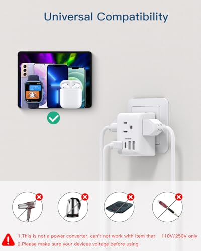 2 Pack European Travel Plug Adapter, Type C Plug Adapter Travel Essentials