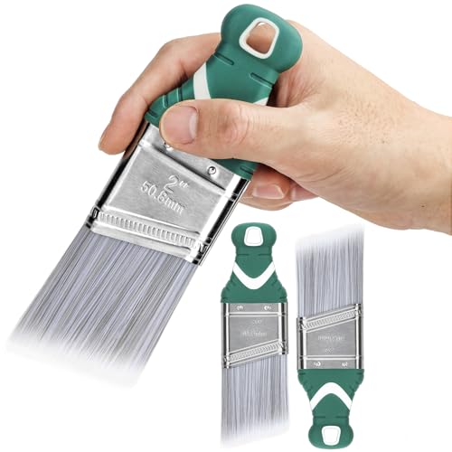 3 Pack 2" Angled Paint Brush Set, Synthetic Bristles, Rubber Short Handle - size: 2 Inch Angled, 3 Pack
