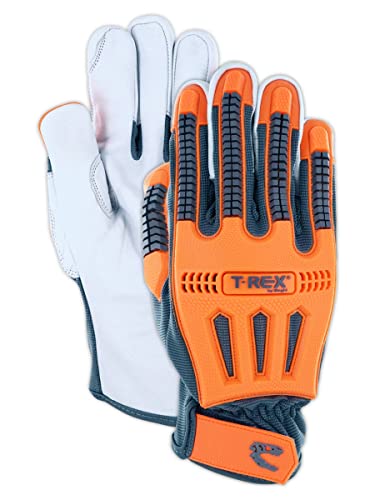 MAGID T-REX Windstorm ANSI A4 TRX744 Impact Glove, 36 Pairs, 8/Medium, Hi-Vis Safety Orange & Grey - size: 8/M, style: 36 Pairs