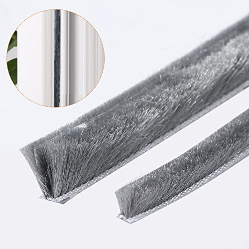 Weather Stripping Door Seal - 5m (16ft) Brush Weather Stripping,Card-Slot Seal Strip Pile Weatherstrip for Door Window (6mm x 8mm (Backing 0.236 x Brush 0.315 Inch) Gray) - size: 6 mm x 8 mm