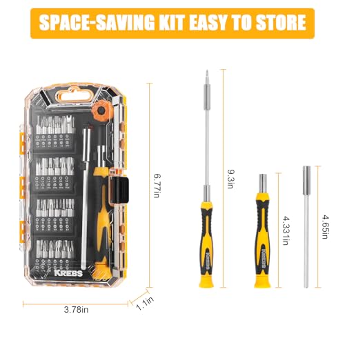 KREBS 51-in-1 Precision Screwdriver Set with Bits Magnetic Rod Driver Kit - size: 51 in 1