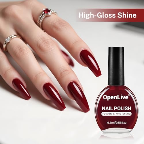OpenLive 16.5ml Dark Red Nail Polish Large Volume Nail Polish - color: Dark Red