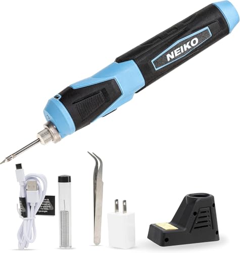 NEIKO 40421A Wireless Soldering Kit, Mini USB Rechargeable Solder Iron Pen, Rapid Heat 356-750°F (180-400°C) Electrical Soldering Kit, LED, 4V Lithium-Ion Battery, Cordless Soldering Iron Kit - style: Cordless Soldering Kit
