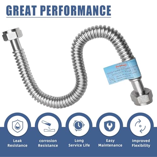 2 PACK,36 inch Length Hot Water Heater Hose 1"FIP x 1" FIP Water Line,Stainless Steel Flexible Corrugated Water Heater Connector, 1 Inch Water Softener Flex Pipe Hose (0.7"ID) - size: 1"FIPx1"FIP, 36"L(0.7"ID)