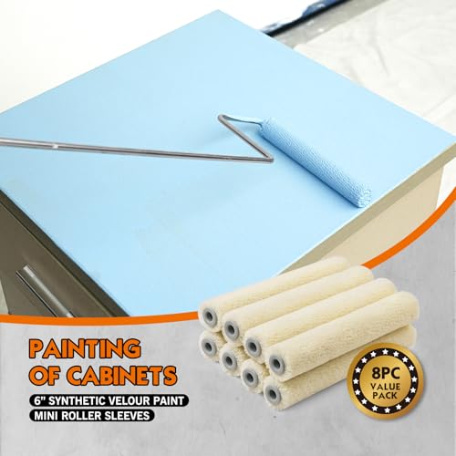ROLLINGDOG 6" Paint Roller Covers Synthetic Velour Paint Roller - color: 8PC Synthetic Velour Roller sleeves