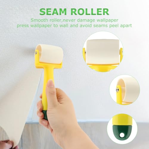 15Pcs Wallpaper Smoothing Tool Kit,Wallpaper Tools Kits,Smoother Tools | Wallpaper Smoothing Brush,Seam Roller,Paste Brush,For Applying Peel and Stick Wallpaper,Vinyl Backsplash Tile,Wallcovering