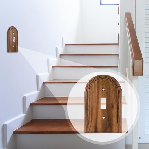 DoubleFill 4 Pcs Walnut Wood Switch Cover,13 * 8.2cm,Arch Single Toggle - color: Arch Single Toggle, size: 13 x 8.2 cm