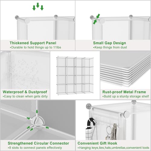 C&AHOME 16 Cube Storage Organizer Cube Shelves Units Storage Cubes, Twill - color: Transparent Twill