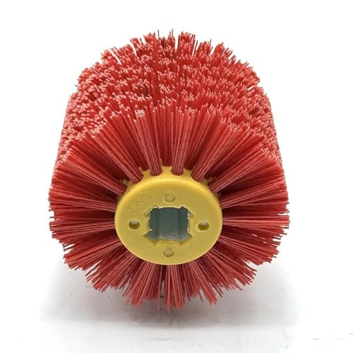 Signi Abrasive nylon bristle Burnishing Brush Drum Drawing Wheel for polishing wood (80 grit red)