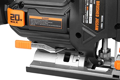 WEN Cordless Jigsaw, Variable Speed with 20V Max 2.0 Ah Lithium Ion Battery and Charger (20661) - size: Handheld, style: Brushed Variable Speed