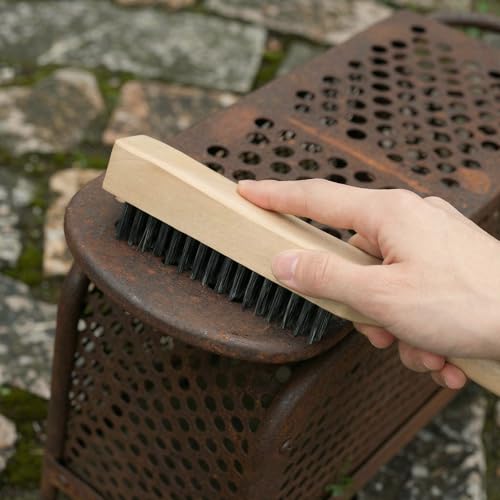 Elsjoy 12 Pack 10 Inch Wire Scratch Brush with Wooden Handle, Heavy Duty Steel Wire Brushes for Cleaning Rust, Paint Removal