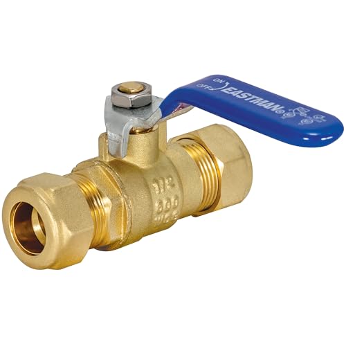 Eastman 1/2 Inch Compression Heavy Duty Full Port Ball Valve, Brass Plumbing Fitting, 20096LF - size: 1/2 in.