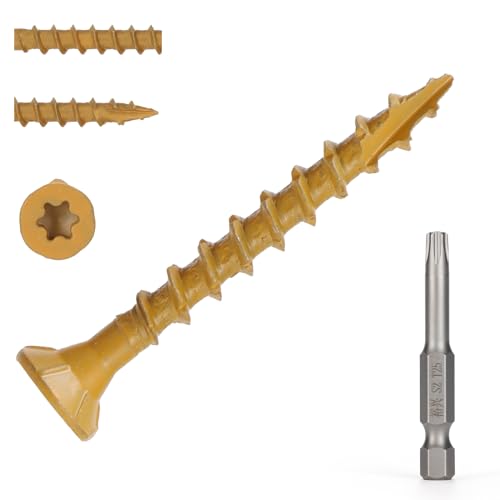 Wood Screws #8 x 1-1/2’’, T25 Star Torx Drive Flat Head Deck Screws, Tan, 165Pcs (1lb) - color: Tan, size: 8X1-1/2’’