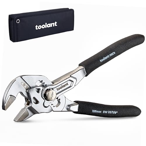 toolant 5-Inch Chrome Plated Pliers Wrench, CR-V Adjustable Wrench with Anti-Rust Coating, Smooth Parallel Jaws, Rubber Anti-Slip Grip and Storage Pouch for Home Repair, Plumbing, Nuts, Water Pipes - size: 5-inch Chrome